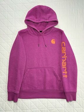 Carhartt Women's Heavyweight Relaxed Fit Hoodie Pink/Orange - Size Medium